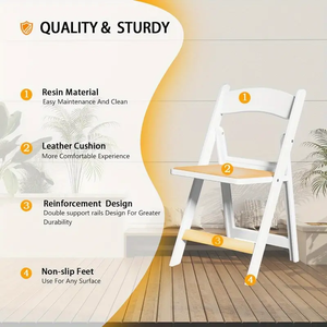 Sedia Pieghevole in Plastica Bianca Imbottita <span class=keywords><strong>Wimbledon</strong></span> per Esterni, Giardino, Matrimoni e Cortili - Vendita all'Ingrosso - Product Image 5