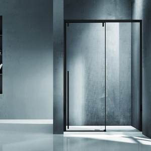 Kamalu KSA4000N moderna porta doccia scorrevole senza cornice 120cm con profilo in acciaio inossidabile nero 8mm per bagno o Hotel - Product Image 2