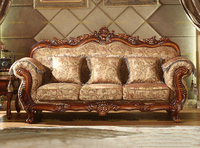 Canapés antiques de style classique sculpté haut de gamme, structure en bois massif, canapé en tissu, design simple et luxueux, ensemble de canapés en tissu.