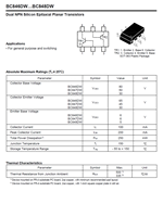 Transistor bipolaire NPN BC847BDW SOT-363 à montage en surface 100 mA 45 V 100 MHz