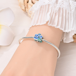 Copper Silver Plated airplane Travel Vacation Themed Enamel CZ Charm <b>Beads</b> <b>Set</b> Fit European Bracelet DIY Jewelry - Product Image 2