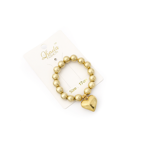 Pulsera Qiada con Dije de Corazón Chapado en Oro de 17 cm, Joyería de Moda para Mujer, Pulsera de Aleación con Cuentas - Product Image 1
