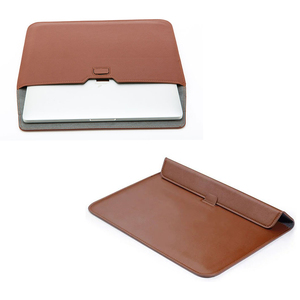 Housse pour ordinateur portable portable et durable, universelle, 11, 13, 15 pouces, <span class=keywords><strong>sac</strong></span> enveloppe en PU pour les voyages, avec support et doublure en cuir - Product Image 1