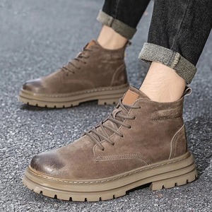 Bottes en cuir de porc de première qualité pour hommes, style rétro, vêtements de travail en cuir - Product Image 4