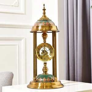 European Style Vintage Premium <strong>Desk</strong> <strong>Clock</strong> Metal Table <strong>Desk</strong> <strong>Clock</strong> Table <strong>Clock</strong> and Candle Holder Set for Home Office Decorative - Product Image 1