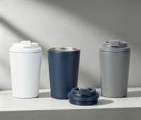Mug de voyage isotherme à double paroi avec logo personnalisé, intérieur en acier inoxydable SUS304, couvercle rabattable, gobelet à café pour voiture