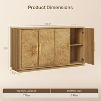 Meuble de rangement avec 4 portes, meuble de rangement moderne de luxe, console d'appoint, grande table de console multimédia pour salon/salle à manger