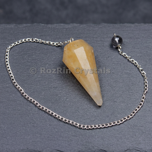 Péndulos de Cuarzo Amarillo de 12 Facetas - Cristales de Rozrin con Tema de Amor - Product Image 2