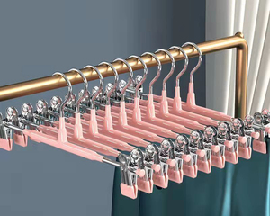DS3979 Heavy Duty Space Saving Adjustable Skirt <strong>Hangers</strong> Non-Slip Trousers Clothes <strong>Hanger</strong> Metal Pants <strong>Hangers</strong> with <strong>Clips</strong> - Product Image 1