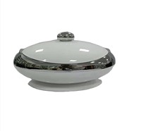 Plat de service ovale haut de gamme 3L 4L 5L 6L, texture mate, chauffe-plat isotherme, design de base avec accents argentés