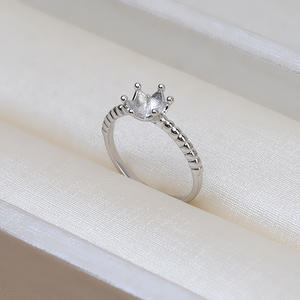 S925 Silver Small Crown Vintage Open Ring Female Adjustable DIY Accessories 216 Semi-finished <b>Tray</b> <b>Jewelry</b> Tools Equipment - Product Image 2