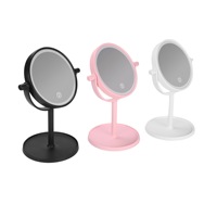 Support personnalisé à 360 degrés miroir de courtoisie rond en acrylique éclairé miroir de beauté de bureau avec Led