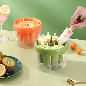 Moules à glace en plastique vert et orange, 6 cavités, pour glaces maison - Product Image 1