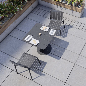 Conjunto de <span class=keywords><strong>Bistro</strong></span> Plegable para Exteriores, con Estructura de Aluminio Resistente y Madera de Teca, Ideal para Apartamentos, Hoteles y Parques - Product Image 4