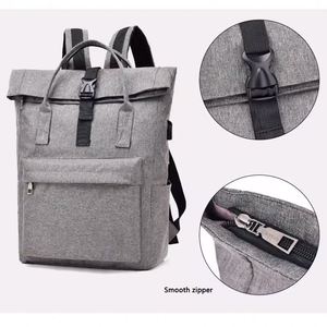 BSCI Factory Custom logo High Quality <b>Roll</b> <b>Top</b> Sport Back Pack nylon Mochilas Daily Laptop <b>Backpack</b> with USB Port - Product Image 2