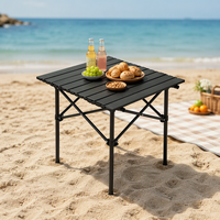 Table de camping pliable portable avec plateau à lamelles, sac de transport, table de pique-nique légère en acier pour le camping et la randonnée