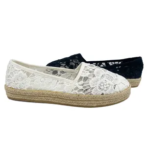 Hot-selling Custom Canvas Shoes Espadrilles Linen Fisherman Embroidery Platform Women Casual Shoes Loafers Flat Walking Shoes