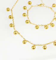 Ensemble collier et bracelet en acier inoxydable doré avec chaîne à billes satellite et boule flottante, bijoux pour femmes, vente en gros, personnalisation OEM