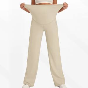 Leggings de maternité grande taille pour femmes, taille européenne S-XL, 9 couleurs, pantalon palazzo décontracté très élastique et confortable, porté au-dessus du ventre - Product Image 2