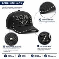 Op maat gemaakte vintage baseballcap van geperforeerd leer met studs, 6 panelen, verstelbaar, designer snapback, groothandel, lage minimale bestelhoeveelheid