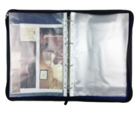 Porte-documents en cuir PU noir A4 avec logo personnalisé en relief, imperméable, avec reliure, porte-passeport et porte-cartes