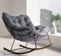 Fauteuil à bascule en métal pour intérieur et extérieur, chaise à bascule surdimensionnée avec coussin rembourré pour balcon, jardin, chambre