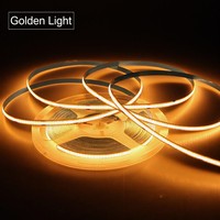 COB24V320D Bandes LED en cuivre 12V, bandes lumineuses flexibles dorées, IP20, télécommande USB, pour ambiance de bar/KTV