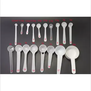 Cheap 0.25ml 0.25g 1g 2g 3g 5g 10g White Plastic Measuring Spoon Scoop For Milk Powder Tea Salt Round Flat Bottom Medicine