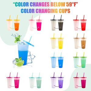 24oz Reusable PP Plastic Tumblers Lid Straw Color Changing Thermal Insulation 0-6h Contemporary Style Wholesale Party Festival - Product Image 2