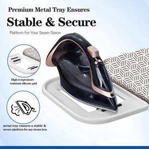 Meja setrika pakaian ukuran besar universal profesional untuk rumah tangga dengan meja setrika uap berjaring logam dan papan setrika kain tahan panas - Product Image 4