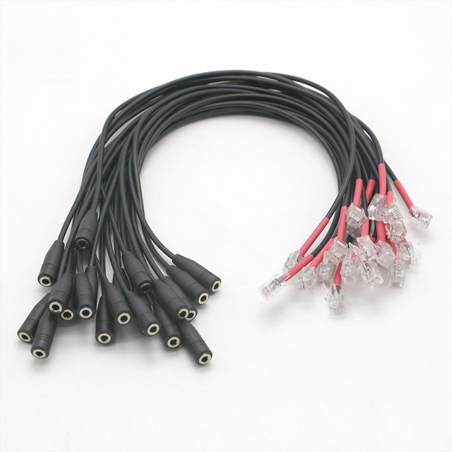 3.5mm Audio Jack RJ11 Headset Converter Cable Microphone/Speaker Support CE/FCC for PVC Jacket Black Connectors Polybag