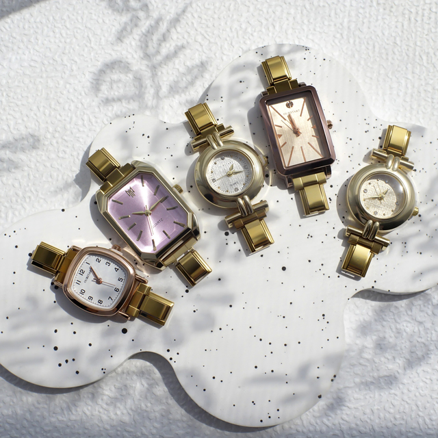 Hot Selling Wholesale Fashionable square Circular Italian Charm Bracelet DIY Quartz Watch Men's and Women's Gold-plated Watch