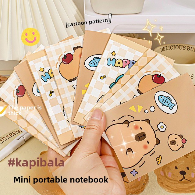 Kawaii Mini Capybara Notebook Mixed Cute Pocket Notebook Journals Diary Planning Memo Notepad Fun Cartoon Stationery Gift