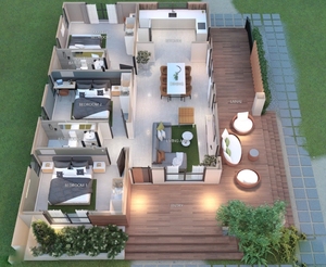 Villa préfabriquée moderne <span class=keywords><strong>et</strong></span> populaire Maisons de 3 chambres à coucher Maisons bon marché à ossature en acier d'un étage - Product Image 6