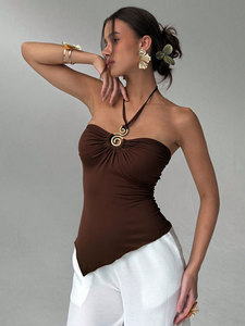 Top Halter Bandeau <span class=keywords><strong>ZONA</strong></span>, Corte Ajustado, Sin Mangas, Tejido Jersey Transpirable, Estilo Sexy y <span class=keywords><strong>Club</strong></span>, Prenda Exterior e Interior - Product Image 2