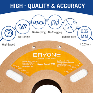 <span class=keywords><strong>Eryone</strong></span> Haute Vitesse 1.75mm <span class=keywords><strong>TPU</strong></span> White1KG pour Imprimante FDM Produit Plastique - Product Image 5