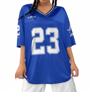 Camisetas de Jersey para mujer, camisetas gráficas, ropa de calle de gran tamaño, Camiseta con estampado de letras, Camiseta con cuello en V - Product Image 1