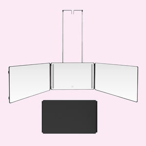 Best Selling Trifold Wall Mounted Self Hair Cut <b>360</b> <b>Mirrors</b> 3 Way Folding <b>Mirror</b> With Height Adjustable Telescoping Hooks - Product Image 5