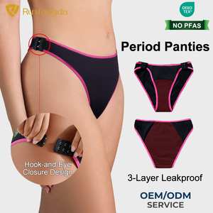 Ropa Interior Menstrual con Cierre de Gancho Lateral Ajustable Personalizada OEM, Cintura Baja, Transpirable, Reutilizable, a Prueba de Fugas, para Mujeres - Product Image 1