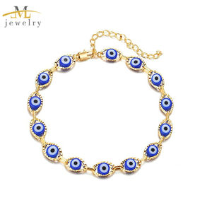 JML Hot Sale 14 Karat vergoldet versilbert Türkisch Evil Eyes Fußkettchen Perlen Armband für Mädchen Vintage Schmuck Oro Laminado Mujer Brazalete - Product Image 2