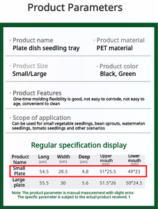 Petit plateau de culture de graines en plastique PET <span class=keywords><strong>noir</strong></span> pour plantes potagères pour jardin, fleurs, semis, stockage, pépinière, plateaux plats - Product Image 2