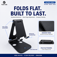 Support de téléphone de bureau réglable en alliage d'aluminium à 360 degrés, pliable, pour téléphone portable, tablette, OEM, ODM, vente en gros