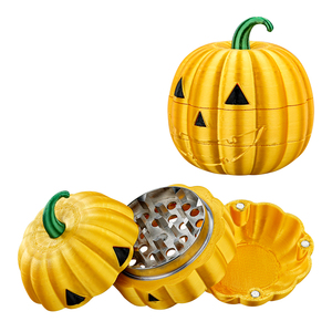 Pumpkin Shape <b>Herb</b> <b>Grinder</b> Metal Manual Twist Shaker Plastic Grind Tool Custom Logo Gift Accessory - Product Image 1