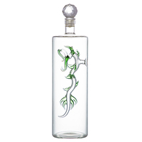 Bouteille en verre borosilicaté soufflé à la main de 750ml pour Gin Vodka Liqueur Alcool Whisky avec compte-gouttes Type d'étanchéité Dragon à l'intérieur