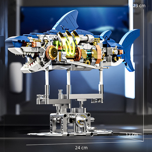 13054 696PCS <span class=keywords><strong>Requin</strong></span> Mécanique avec Support Lumineux MOC, Ensemble de Briques de Construction à Assembler, Figurines pour Enfants, Jouets - Product Image 5