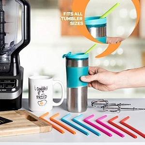 Pailles à boire réutilisables en silicone de qualité alimentaire, souples, longues, écologiques, certifiées CE/UE, sans BPA, sans goût de caoutchouc, faciles à nettoyer, modernes - Product Image 3