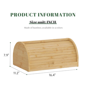 Boîte à pain d'angle en bambou pour comptoir de cuisine, boîte à pain à couvercle roulant, boîte de rangement alimentaire pour pain fait maison - Product Image 2