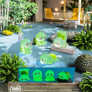 3d Big Glowing Colorful Resin Turtles Cartoon Cute Luminous Lucky Charm Terrarium Miniature Figure Very Small for Mini Blind Bag - Product Image 1