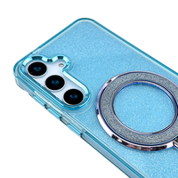 Étui de téléphone portable luxueux en TPU+PC avec design étoile, paillettes, antichoc, avec support magnétique pour S25