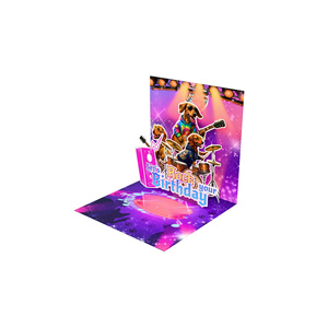 Carte d'anniversaire 3D pop-up musicale avec chien chanteur, carte de vœux artisanale en papier, cadeau d'anniversaire avec enveloppe - Product Image 2